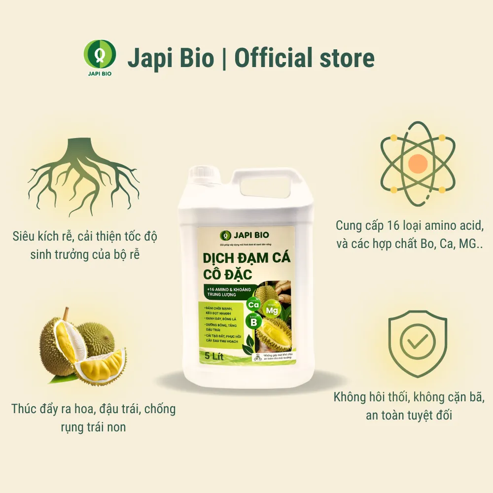 phân bón sầu riêng - đạm cá amino japi bio