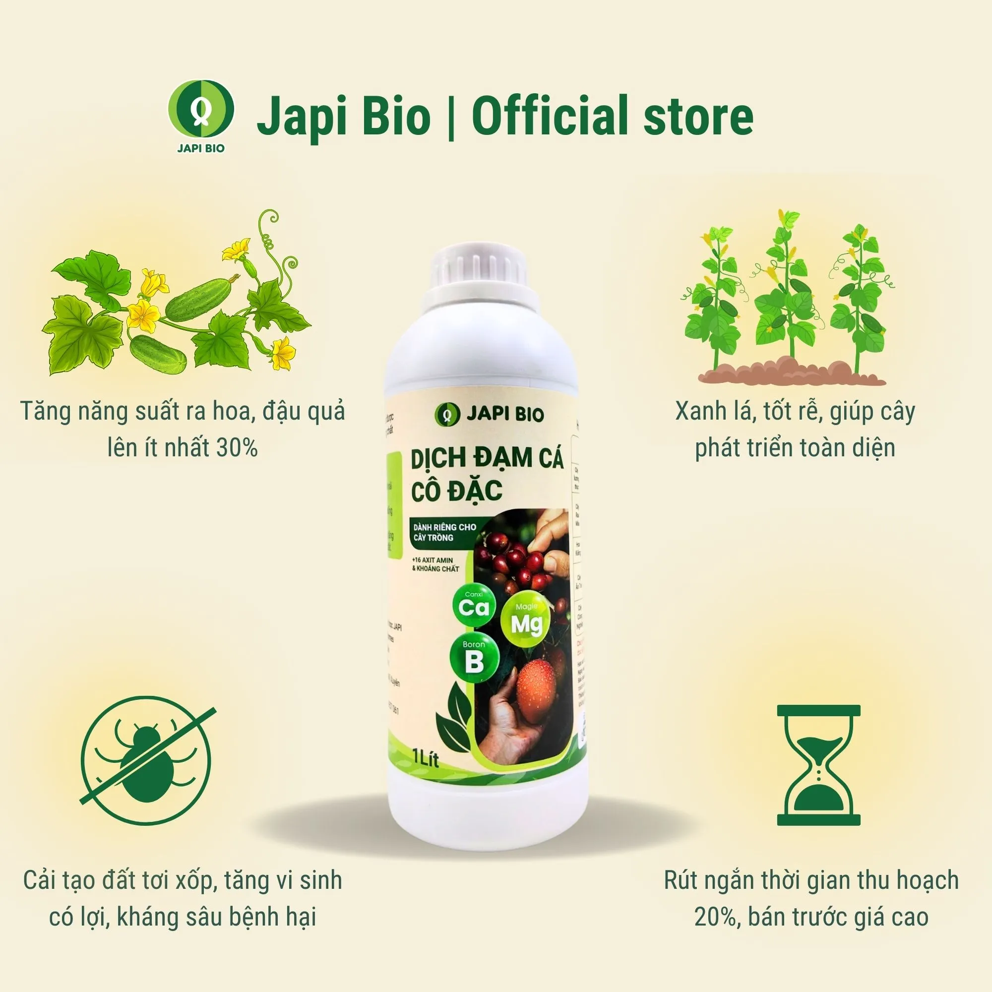 dam-ca-amino phân bón dưa leo - đạm cá amino japi bio