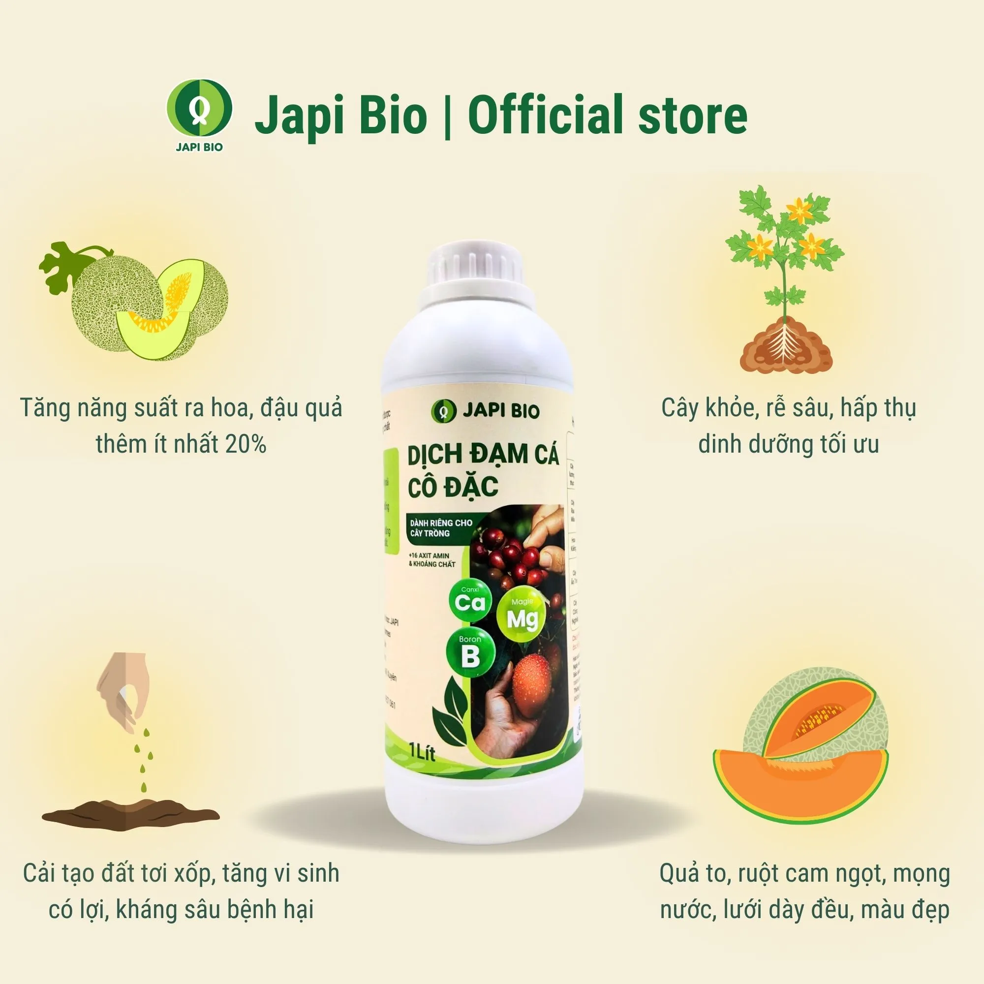 phân bón dưa lưới - đạm cá amino japi bio