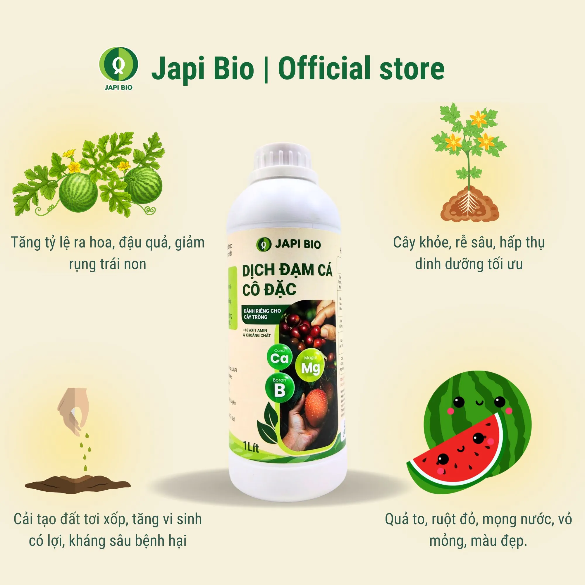 phân bón dưa hấu - đạm cá japi bio