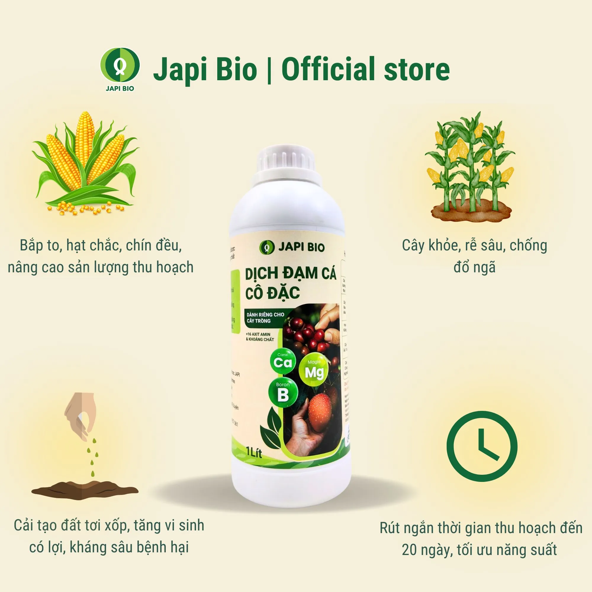 phân bón cây ngô - đạm cá japi bio 1 lít