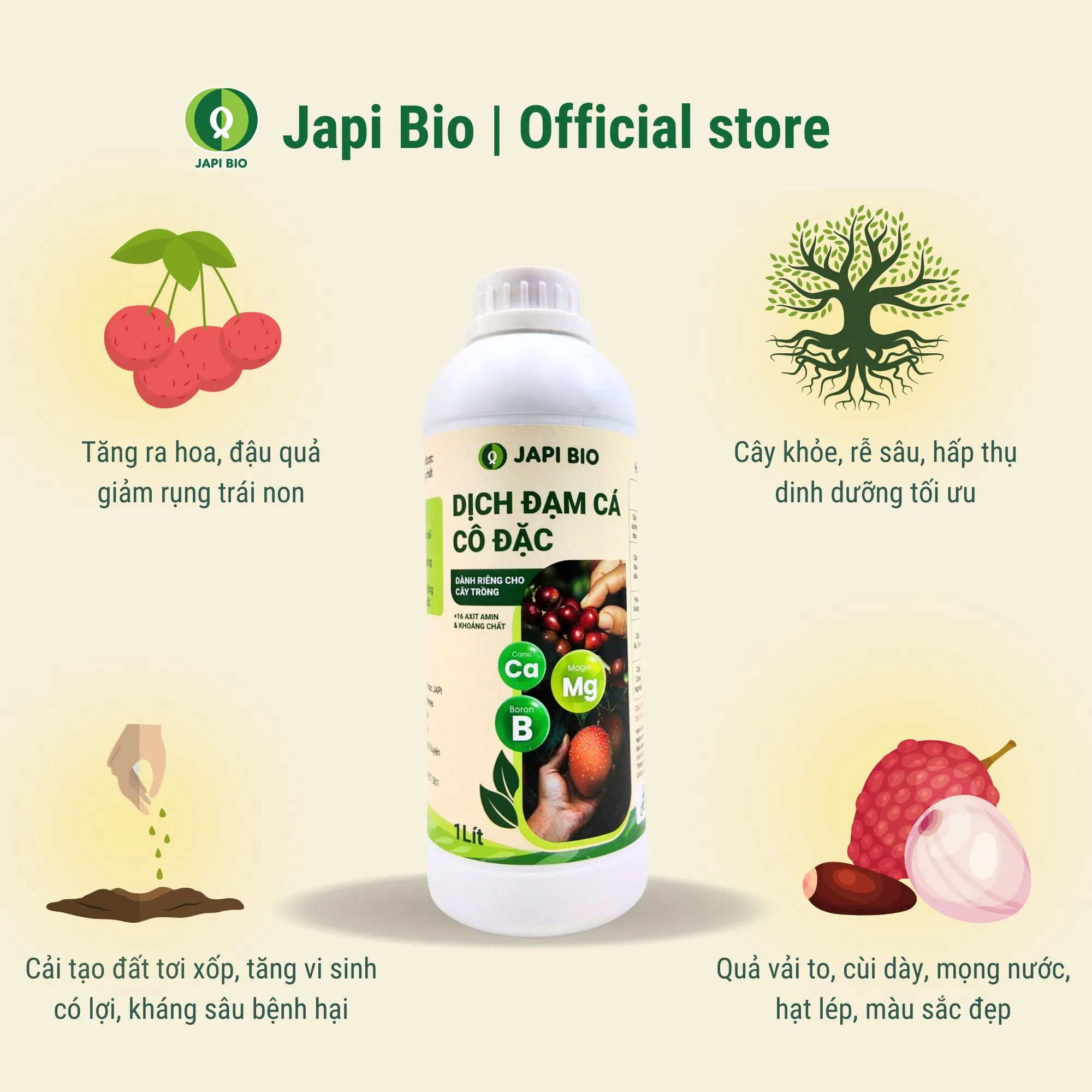 phân bón cây vải - đạm cá amino japi bio