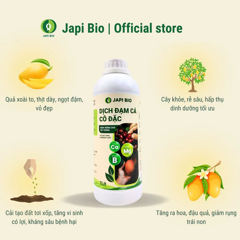 phân bón cây xoài - đạm cá japi bio 1 lít