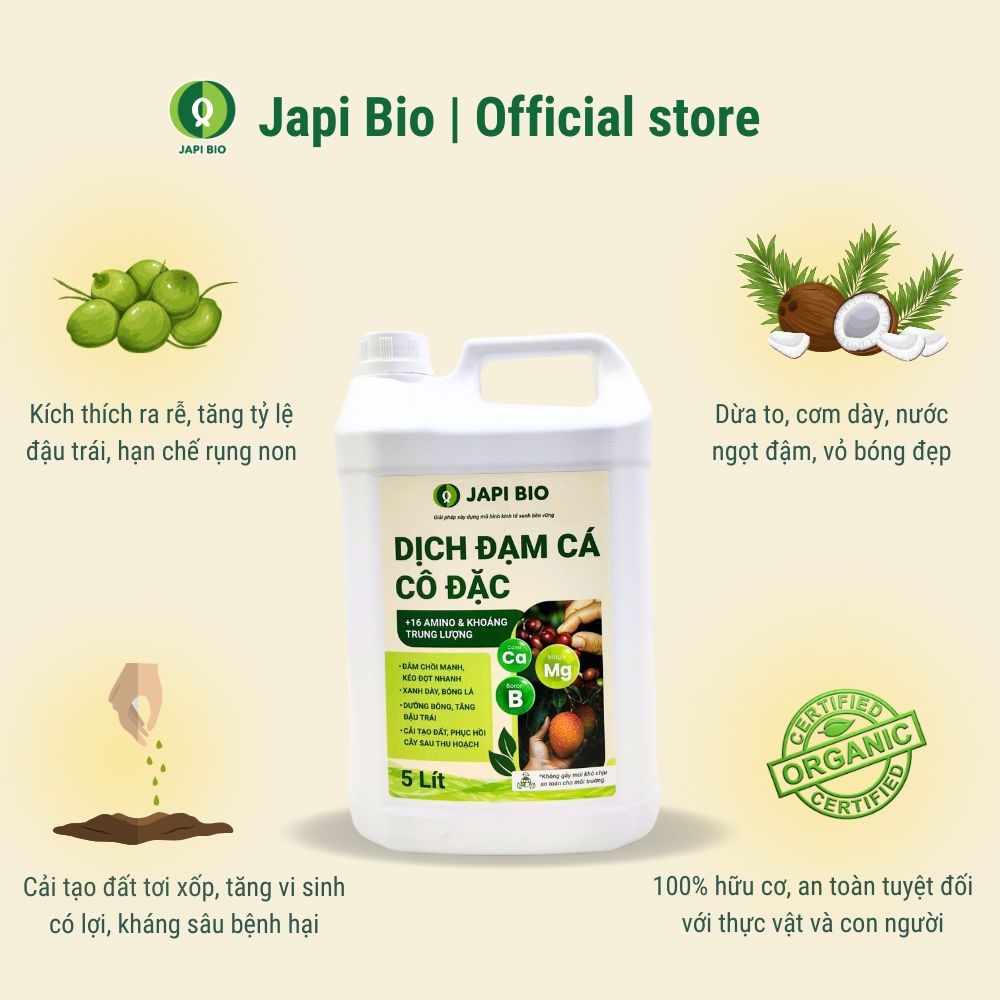 dam-ca-amino phân bón dừa - đạm cá japi bio