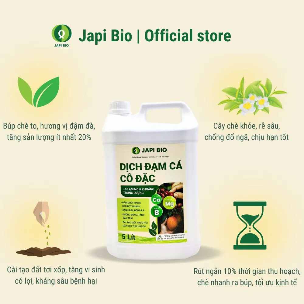 phân bón hữu cơ cho cây chè- đạm cá japi bio