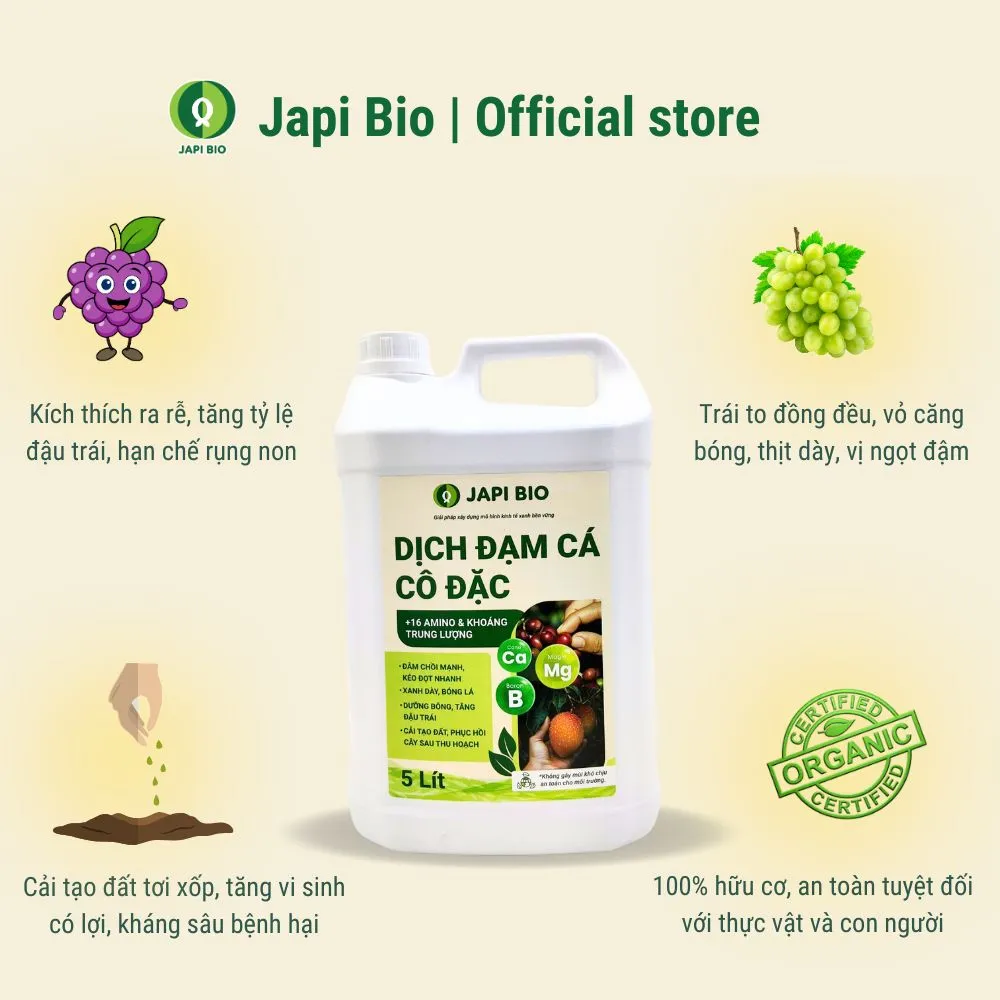 dam-ca-amino phân bón nho - đạm cá amino japi bio