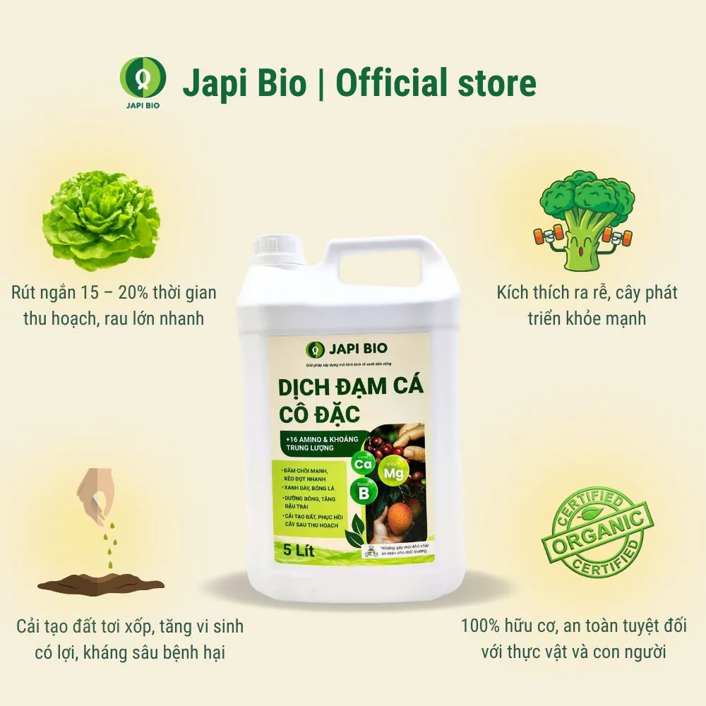 dam-ca-amino Phân bón rau - đạm cá japi bio 5l