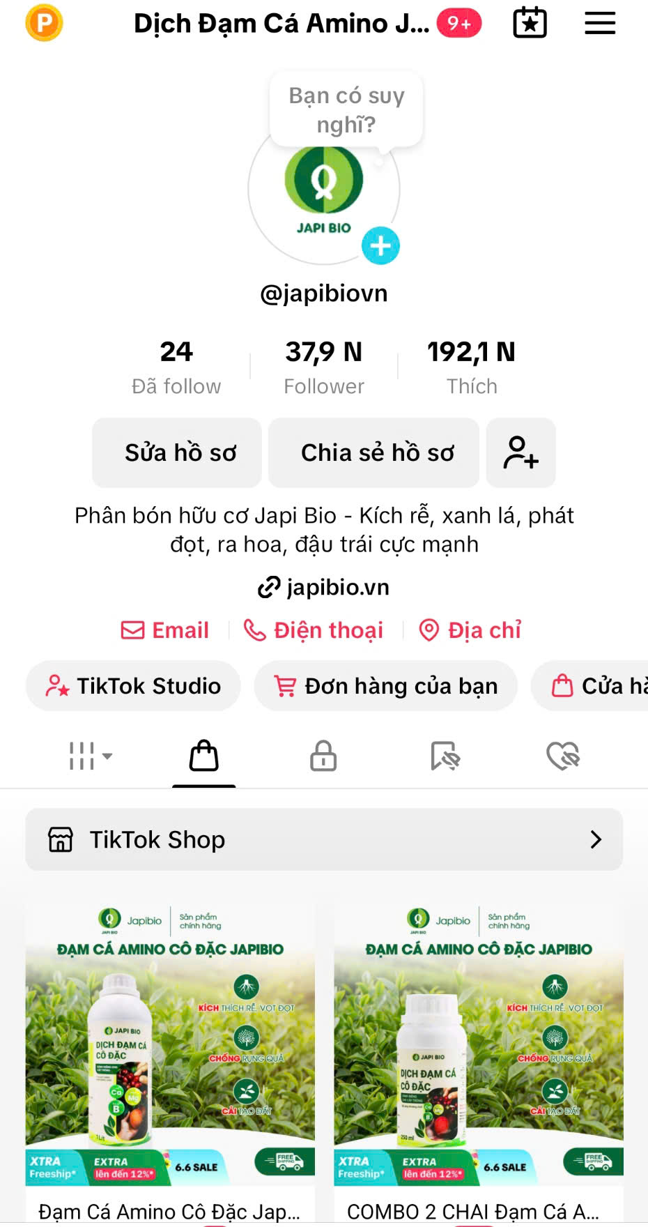 dam-ca-amino kênh tiktok gần 40k flow